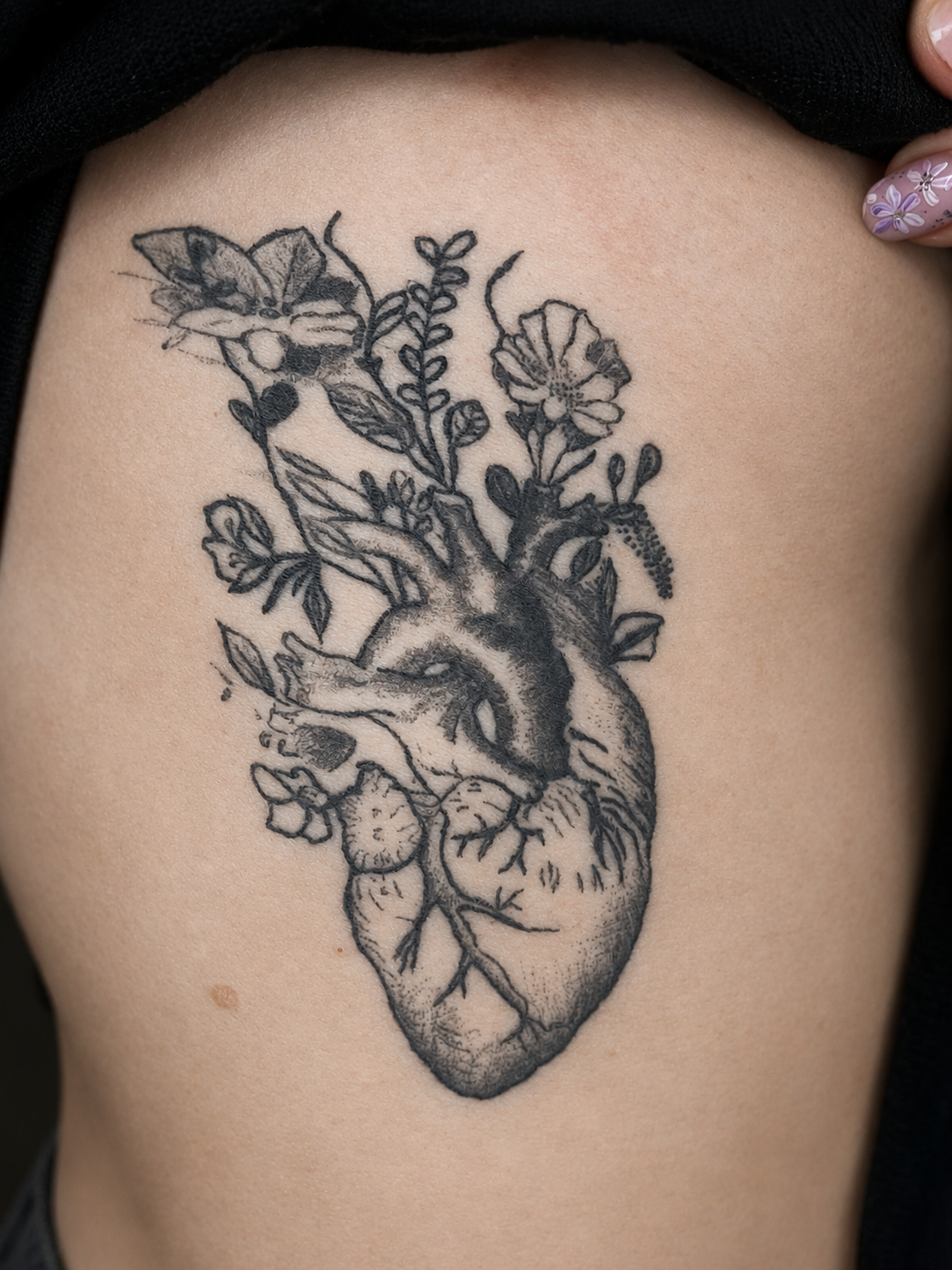 Heart with Flowers tattoo by Sam at Be My Canvas